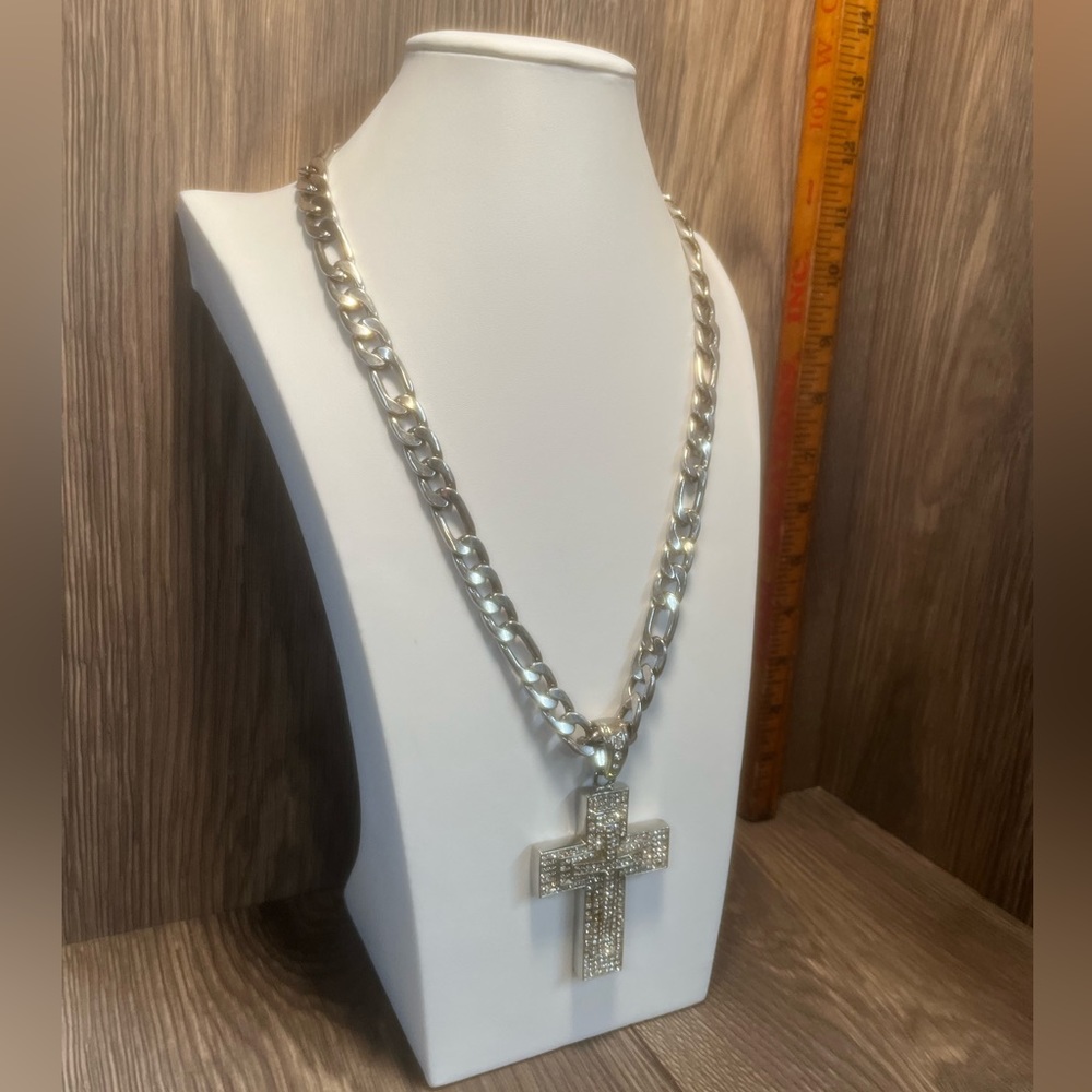 Large Silver Chain with Cross